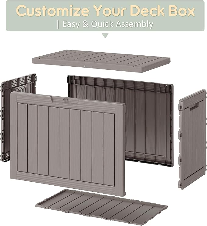 55 Gallon Outdoor Storage Box, All-Weather Resin Deck Box Outdoor Waterproof - Image 6