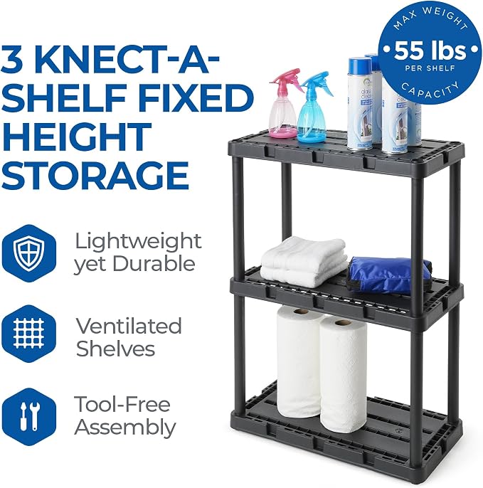 Gracious Living 3 Shelf Knect-A-Shelf Solid Light Duty Storage Unit 3-Shelf - Image 4