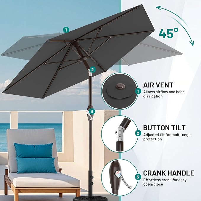 7.5FT Patio Umbrella Table Market Umbrella w/Tilt and Crank, Heavy-Duty Outdoor - Image 6