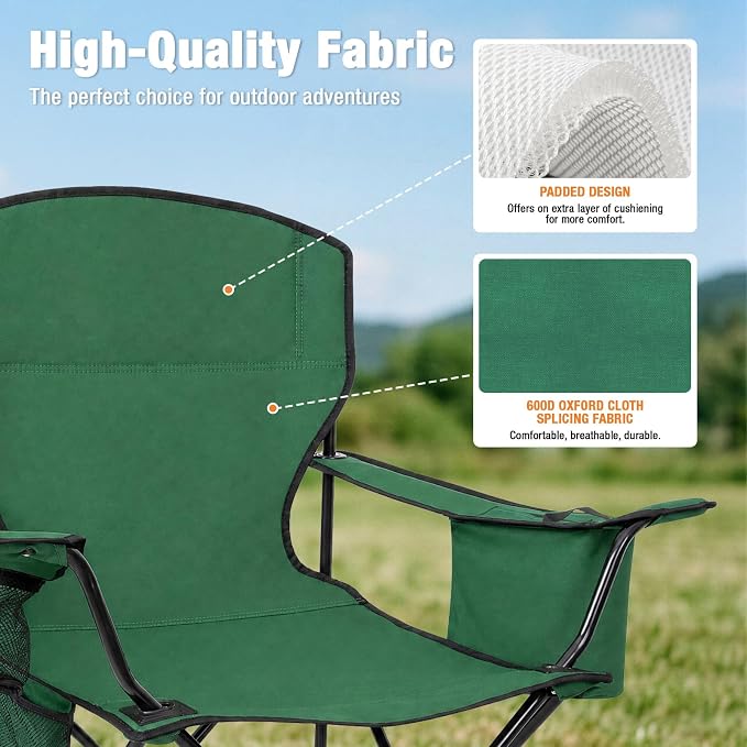 Camping Chairs for Adults, 2 Pack Heavy Duty Folding Chair - Image 5