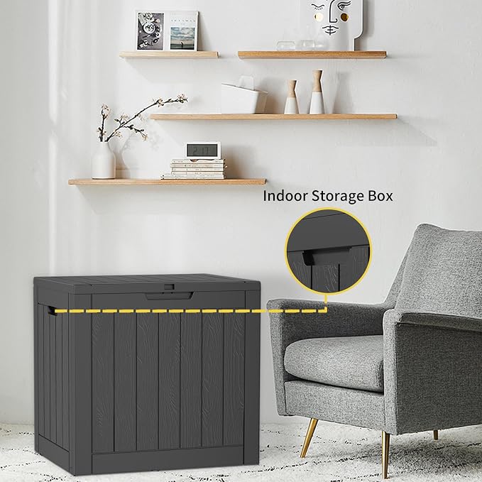 31 Gal Deck Box Waterproof Indoor Outdoor Storage Box | Resin storage bin - Image 6