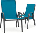24.4" Wide Outdoor Patio Stackable Chairs Set of 4, Outside Furniture by Villeston