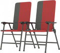 Outsunny Folding Patio Chairs Set of 2 Padded High Back Armrests Red | Folding by Outsunny