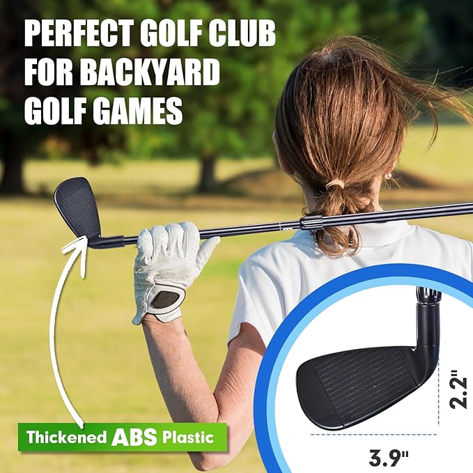 Plastic Golf Club Collapsible - Right Hand for Game & Travel, Golf Chiper Game Club for Junior, Adults Indoor Outdoor Golf Training Bucket Pong Velcro Games for Family, Hit Plastic Foam Balls -1PCS