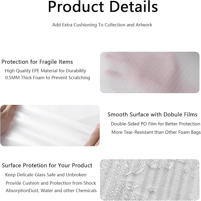 50Pack Packing Foam Pouches 12x16Inch, Large Cushion Foam Wrap Pouches for Packing Moving and Storage Such as Mugs,Cups,Glasses,China and Dishes