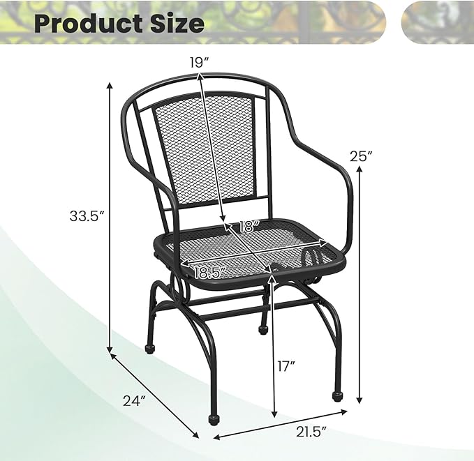 Tangkula Outdoor Rocking Chair Set of 4, Patio Rocker Chairs - Image 3