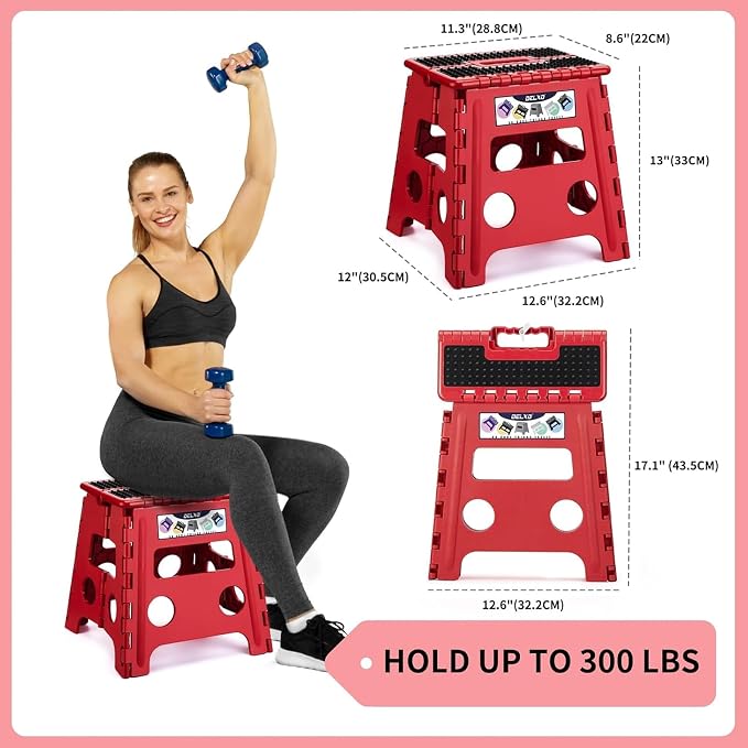 Delxo Folding Step Stool 13 Inch, 300 Lbs Step Stool - Image 2