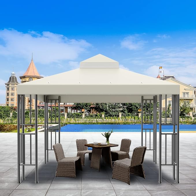 Sumfaller 10x10 FT Gazebo Replacement Canopy Top Cover | Double Tiered Canopy - Image 5