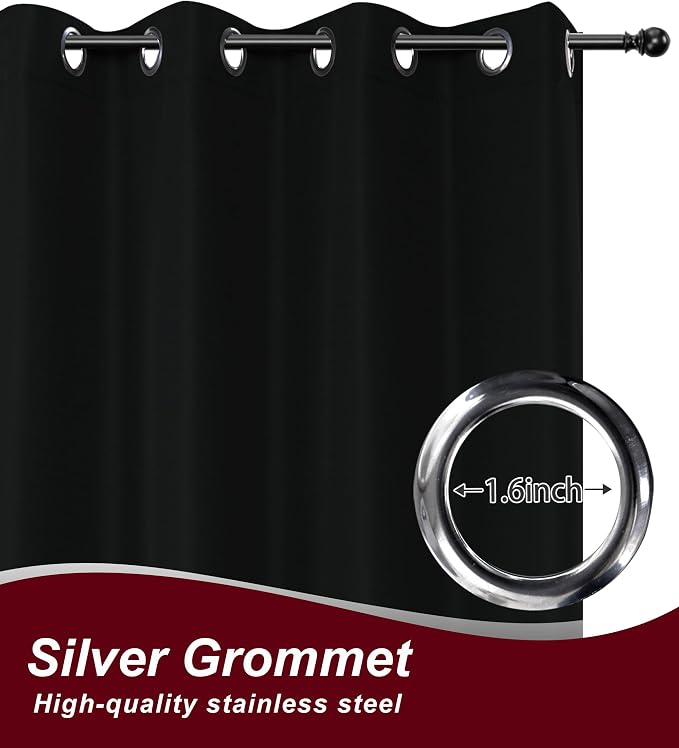Grommet Outdoor Curtains for Patio Waterproof 8 Pcs 54x95 In Black | - Image 2