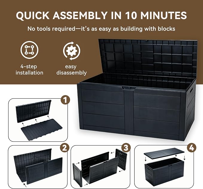 70 Gallon Deck Box, Outdoor Storage Box Waterproof, Patio Storage | Package - Image 7