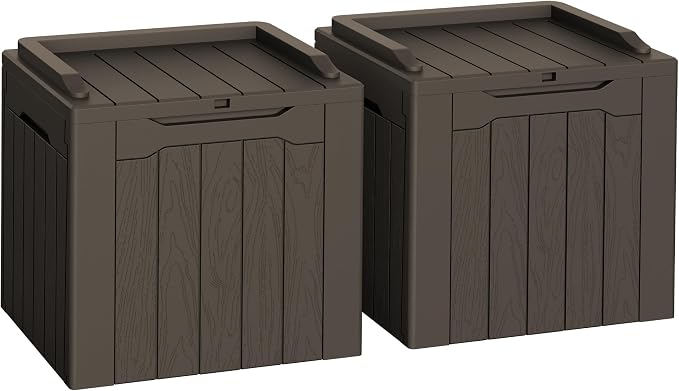 Flamaker 2 Pack Deck Box 31 Gallon Waterproof Resin Storage Box by Flamaker