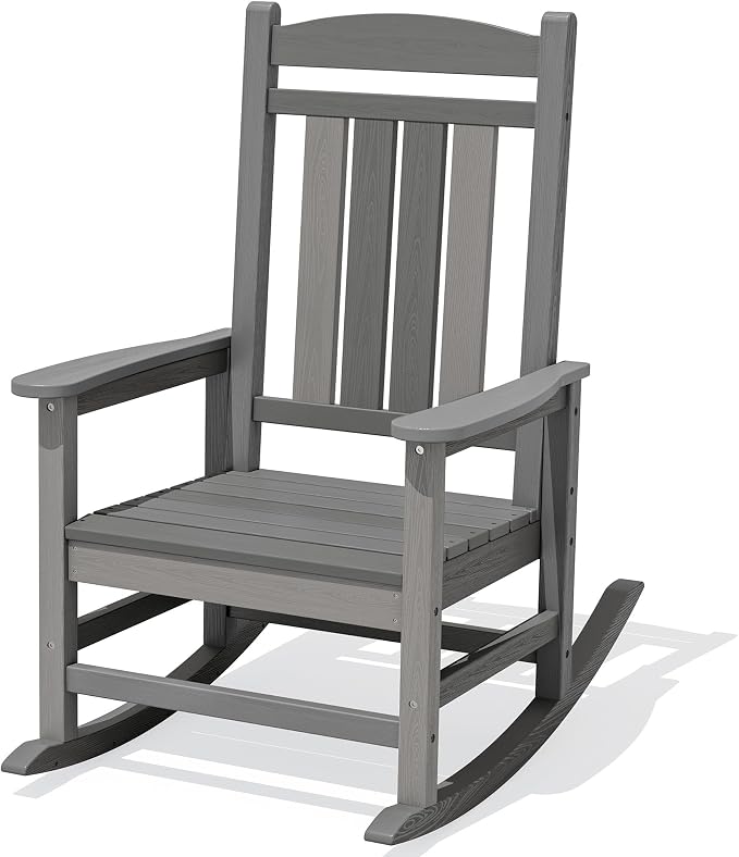 Oversized Outdoor Rocking Chair, Porch Rockers, Unique Gray | by KINGYES