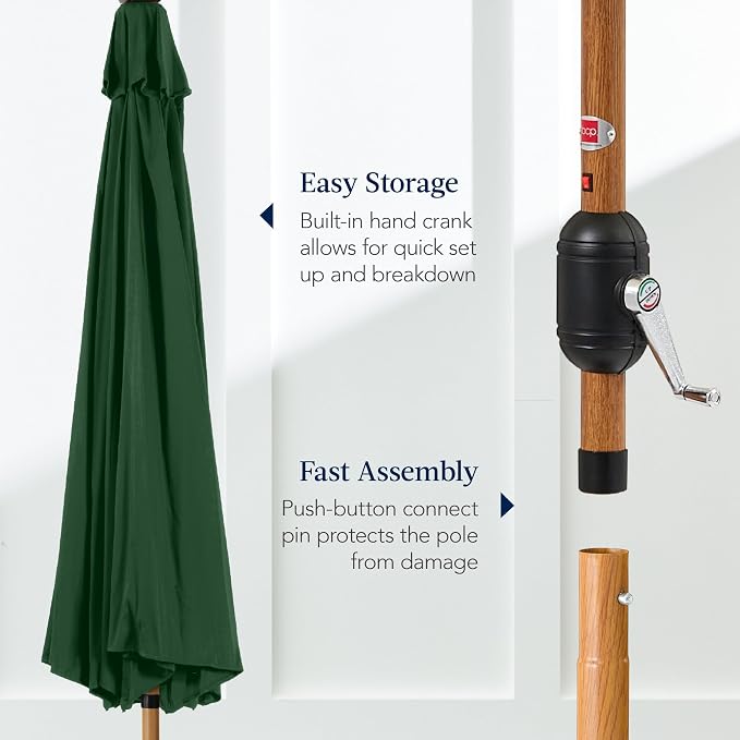 Best Choice Products 10ft Solar Market Patio Umbrella w/Woodgrain Pattern Pole - Image 7