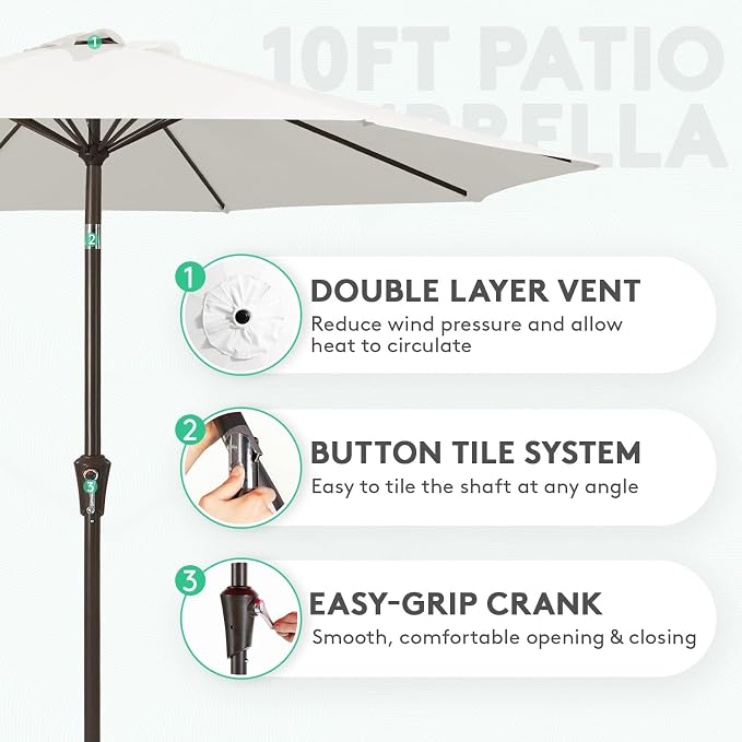 JEAREY 10 ft Outdoor Patio Umbrella w/Tilt and Crank - Image 2