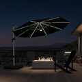 PURPLE LEAF Cantilever Patio Umbrella 11ft Round Solar LED Light, Stays bright by PURPLELEAF