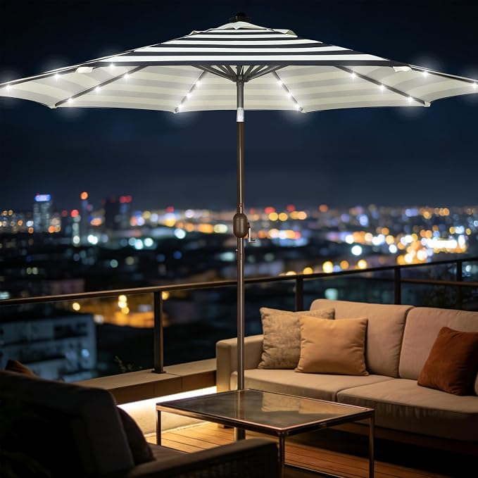 9 ft Solar Umbrella, Patio Umbrella - Image 7