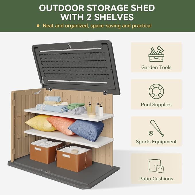 Aoxun Outdoor Storage Cabinet 35 Cu.Ft 2 Shelves - Image 2