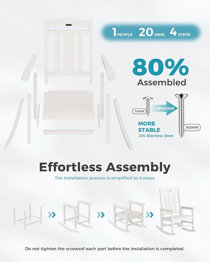 Oversized Outdoor Rocking Chairs, High Back Patio Rockers - Image 9