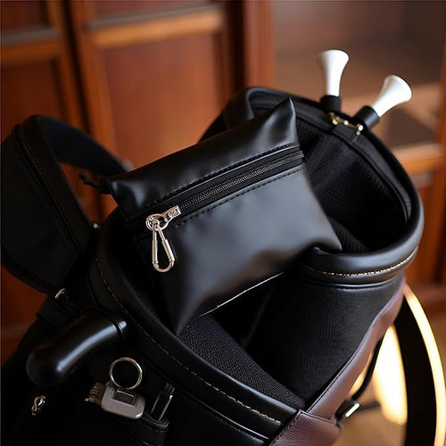 1Pc Black Mini Golf Tee Pouch Bag, Golf Ball Tee Storage Bag Leather Golf Tees Pocket with Zipper, Golf Supplies Accessories Golf Club Bag Accessories Golf