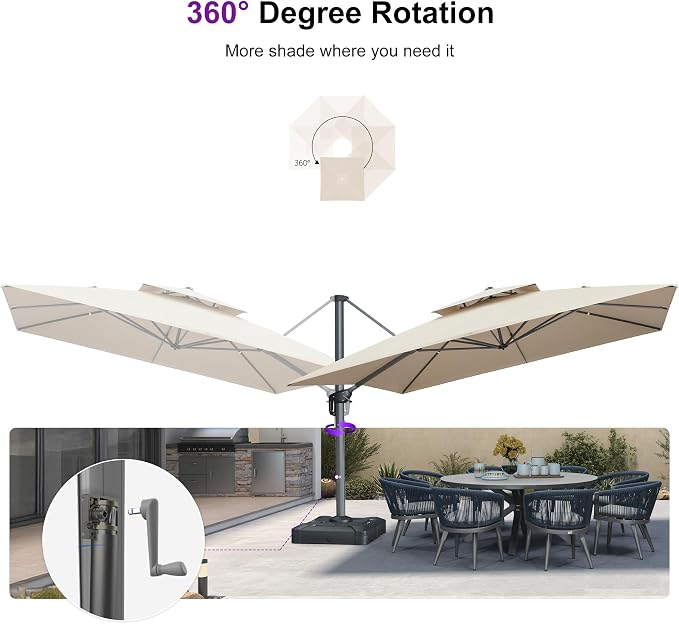 PURPLE LEAF Sunbrella Patio Umbrella 12 Feet Outdoor Umbrella Spectrum Sand | - Image 8