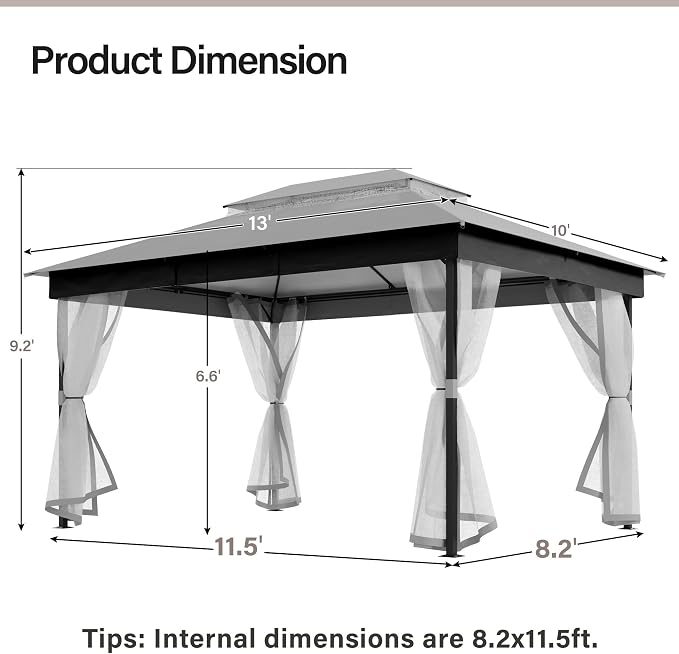 10' X 13' Waterproof Patio Gazebo - Image 2