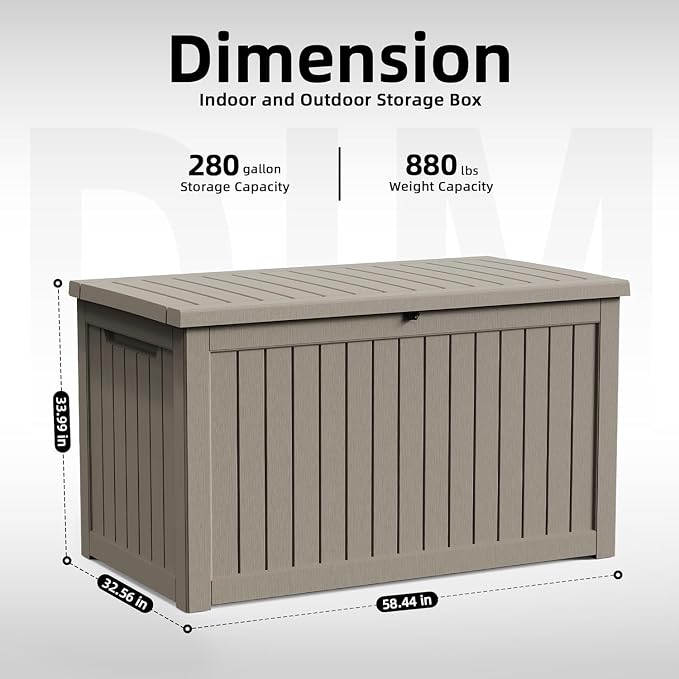 280 Gallon Waterproof Outdoor Storage Box, UV Resistant Resin Deck Box - Image 2