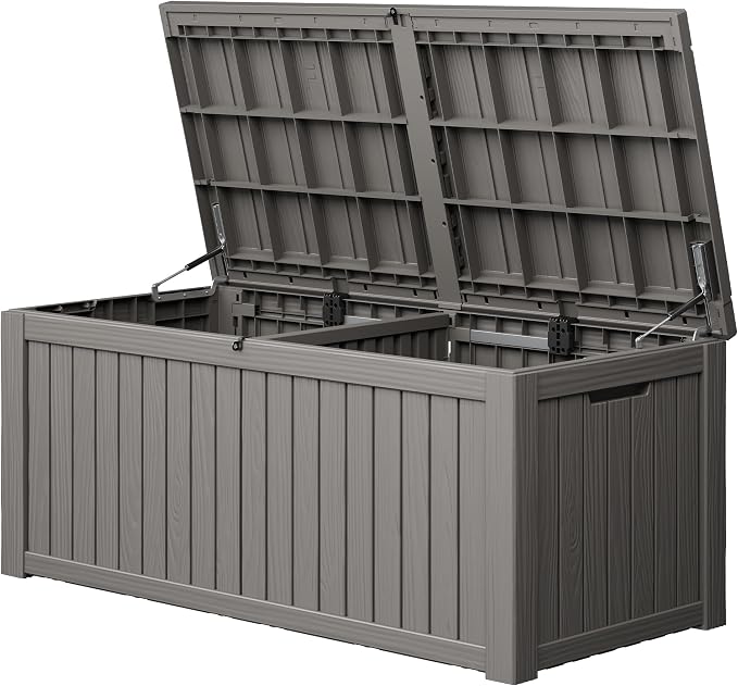 Outdoor Storage Box, 200 Gallon Resin Deck Boxes Outdoor Waterproof by WTFGO