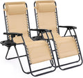 Alpen Set of 2 Outdoor Camping Chairs, Lounge Zero Gravity Chair, Khaki | by ALPEN