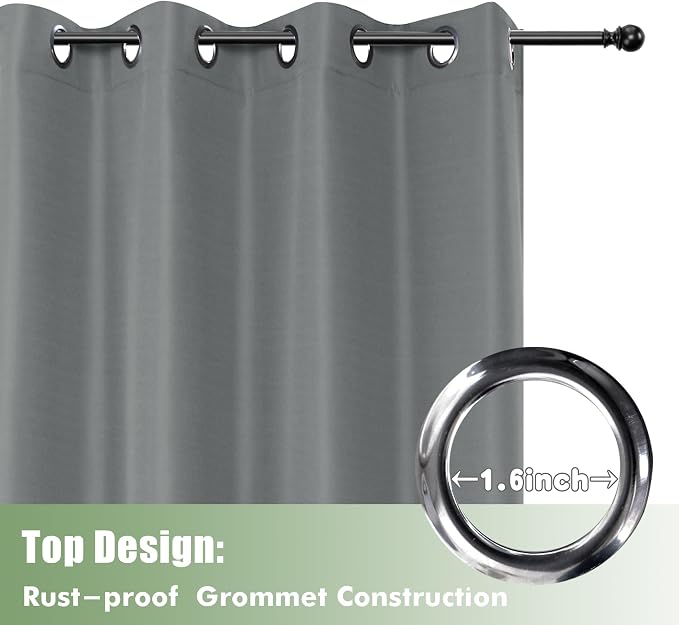 HolidayIdeas Outdoor Curtains for Patio Waterproof 8 Pcs 54x84 Inch Grey | - Image 4
