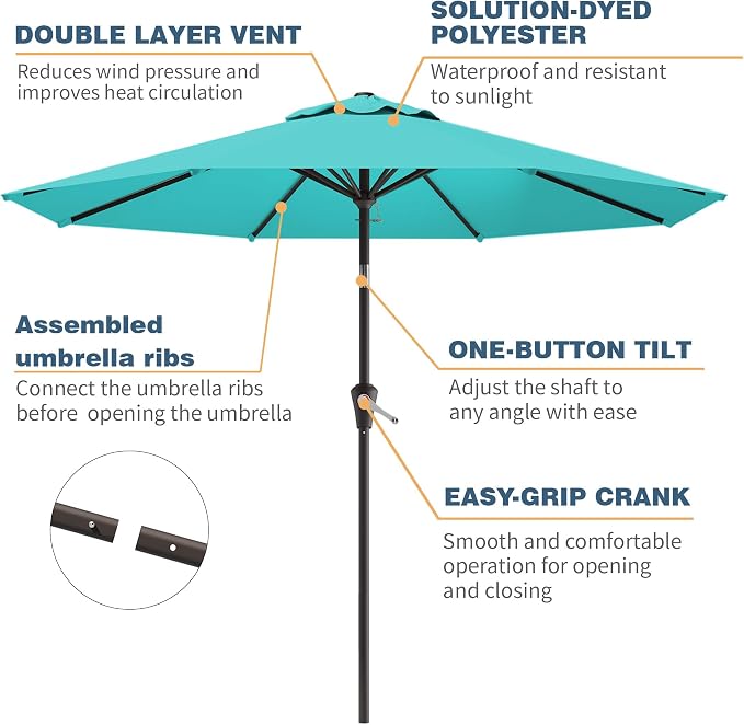 10FT Patio Umbrella, Outdoor Umbrella - Image 2