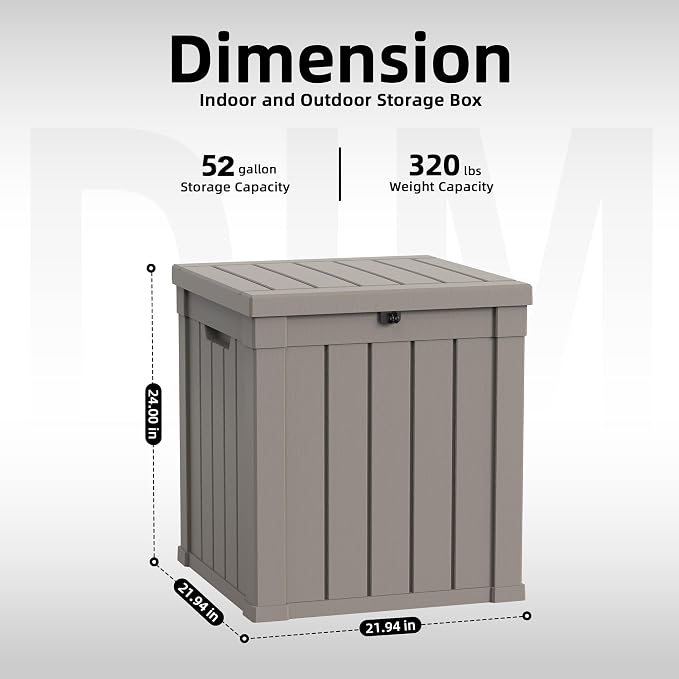 PatioZen 52 Gallon Deck Box Outdoor, Weatherproof Resin Patio Storage Box - Image 2