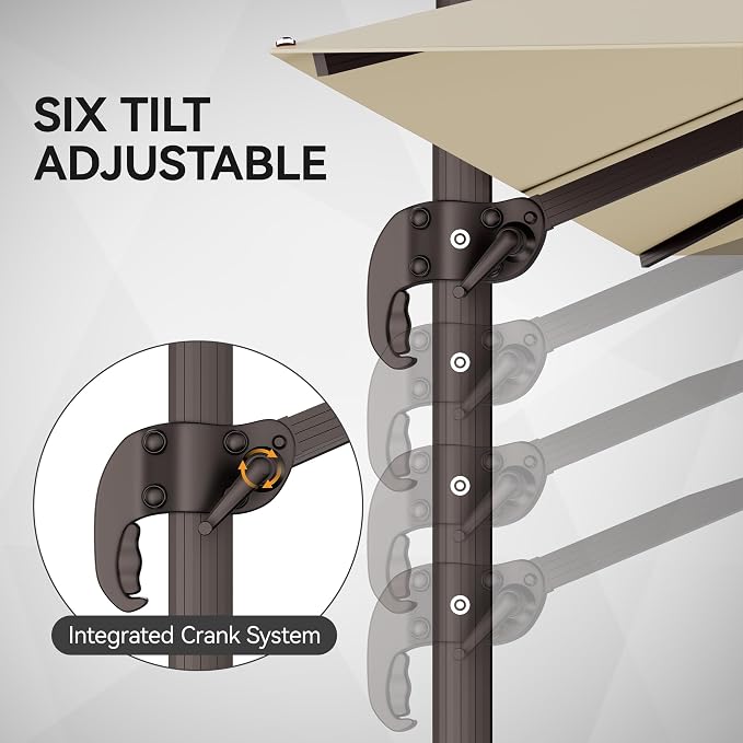 9x12FT Cantilever Patio Umbrella Heavy-Duty Aluminum | 360° Rotating Double - Image 5