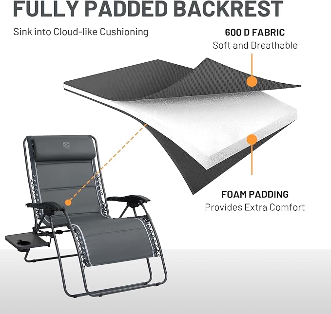 TIMBER RIDGE XXL Oversized Zero Gravity Chair, 500 lb - Image 6