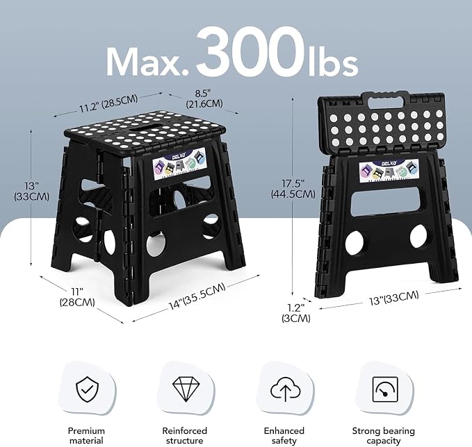 Delxo Folding Step Stool 13 Inch, 300 Lbs Step Stool - Image 2