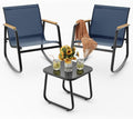 3-Piece Outdoor Rocking Bistro Set, Patio Furniture Set, 2 Rocking Chairs by Ahomly