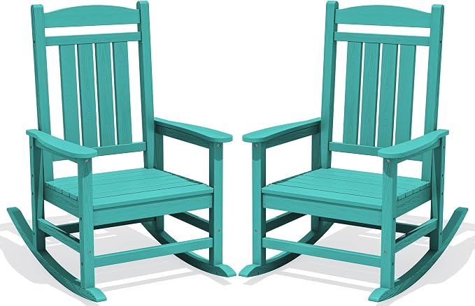 Oversized Outdoor Rocking Chairs Set of 2, HDPE Porch Rocker, Aruba | by KINGYES