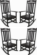 Outdoor Rocking Chair Set of 4, All-Weather Resistant Poly Lumber Rocker Chair by Adiromoti