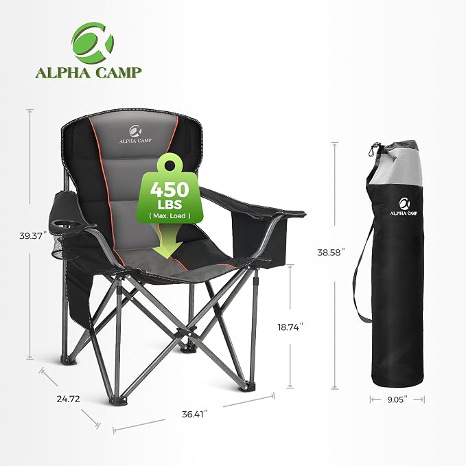 ALPHA CAMP Oversized Fully Padded Camping Chairs - Image 2