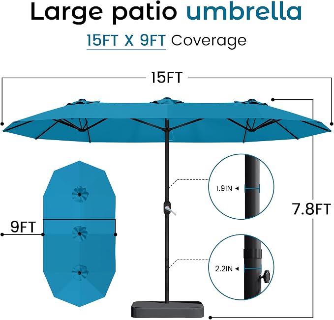 DomeShade 15FT Extra Large Patio Umbrella - Image 2