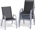 Patio Chairs Set of 6, All Weather Outdoor Dining Chairs | Stackable Dining by Dovov