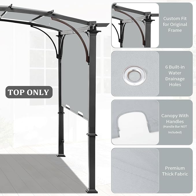 slashome 200" x 103" Pergola Replacement Canopy, Fits L-PG152PST-B, UV Resistant - Image 4
