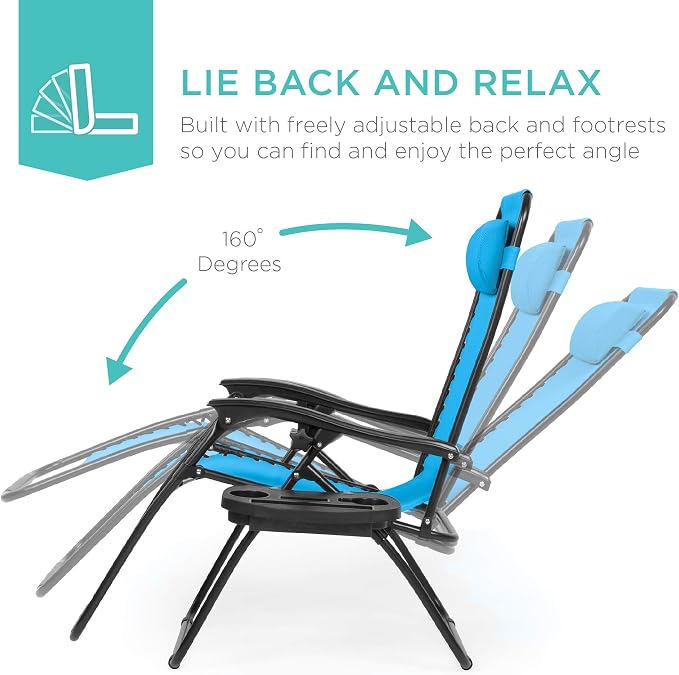 Best Choice Products Set of 2 Adjustable Steel Mesh Zero Gravity Lounge Chair - Image 4