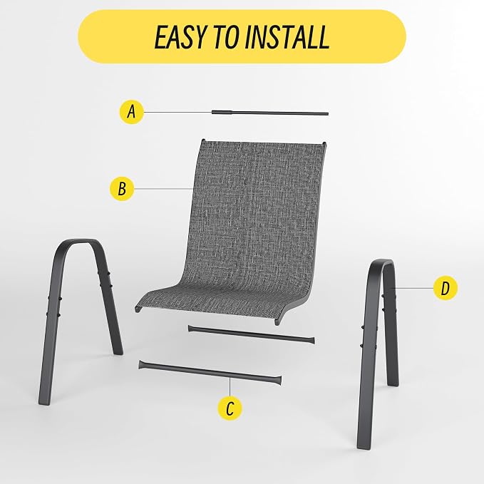 Patio Chairs Set of 2, Stackable Outdoor Dining Chairs Set - Image 7