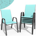 Patio Dining Chairs Set of 6 Outdoor Stackable Dining Chairs by TQKVIPI