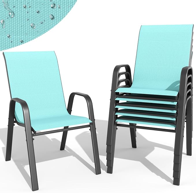 Patio Dining Chairs Set of 6 Outdoor Stackable Dining Chairs by TQKVIPI