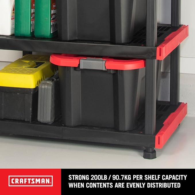 CX Craftsman 4-Tier Heavy Duty Plastic Storage Shelves, Garage Organization | - Image 7