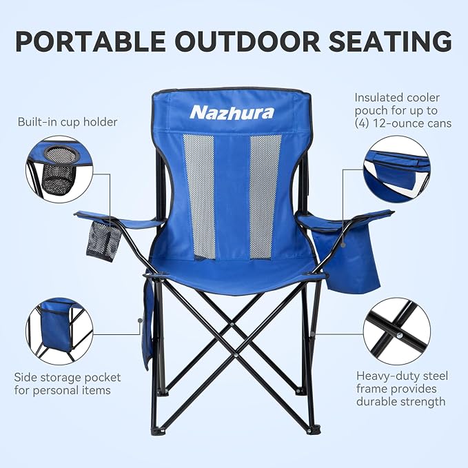 Nazhura 2 Pack Outdoor Camping Chairs Folding/Foldable/Portable - Image 4
