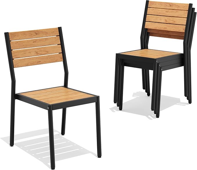 Pellebant Stackable Outdoor Patio Dining Chairs Set of 4 | Aluminum Armless by Pellebant