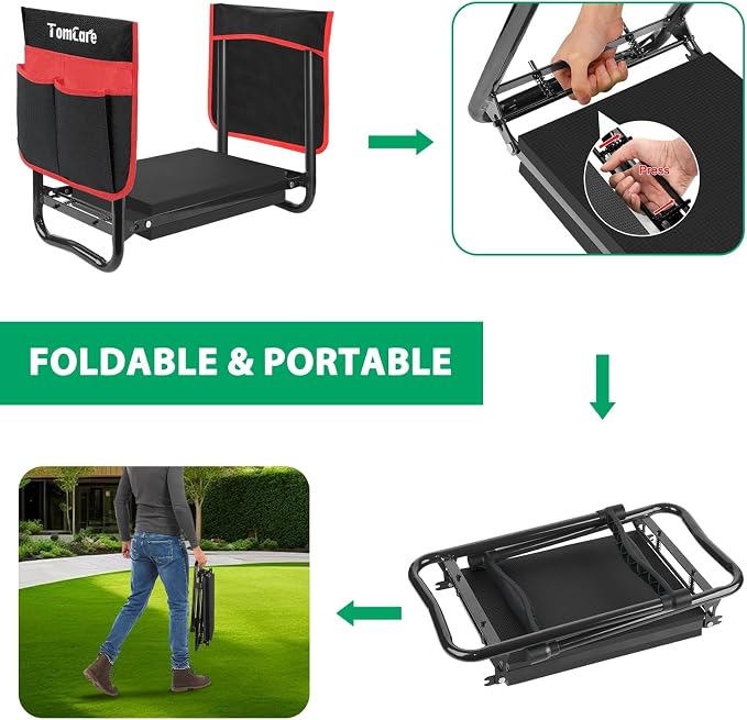 TomCare Garden Kneeler and Seat, 11.12" Kneeling Pad Sturdy Garden Bench | - Image 5