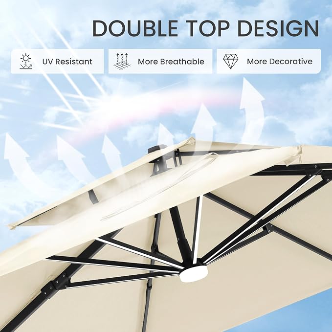 10x10 FT Outdoor Cantilever Patio Umbrella - Image 7